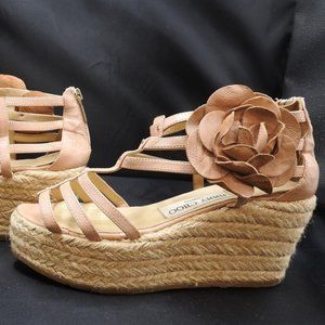 Jimmy Choo Light Pink Leather Espadrille Wedges Sz 35